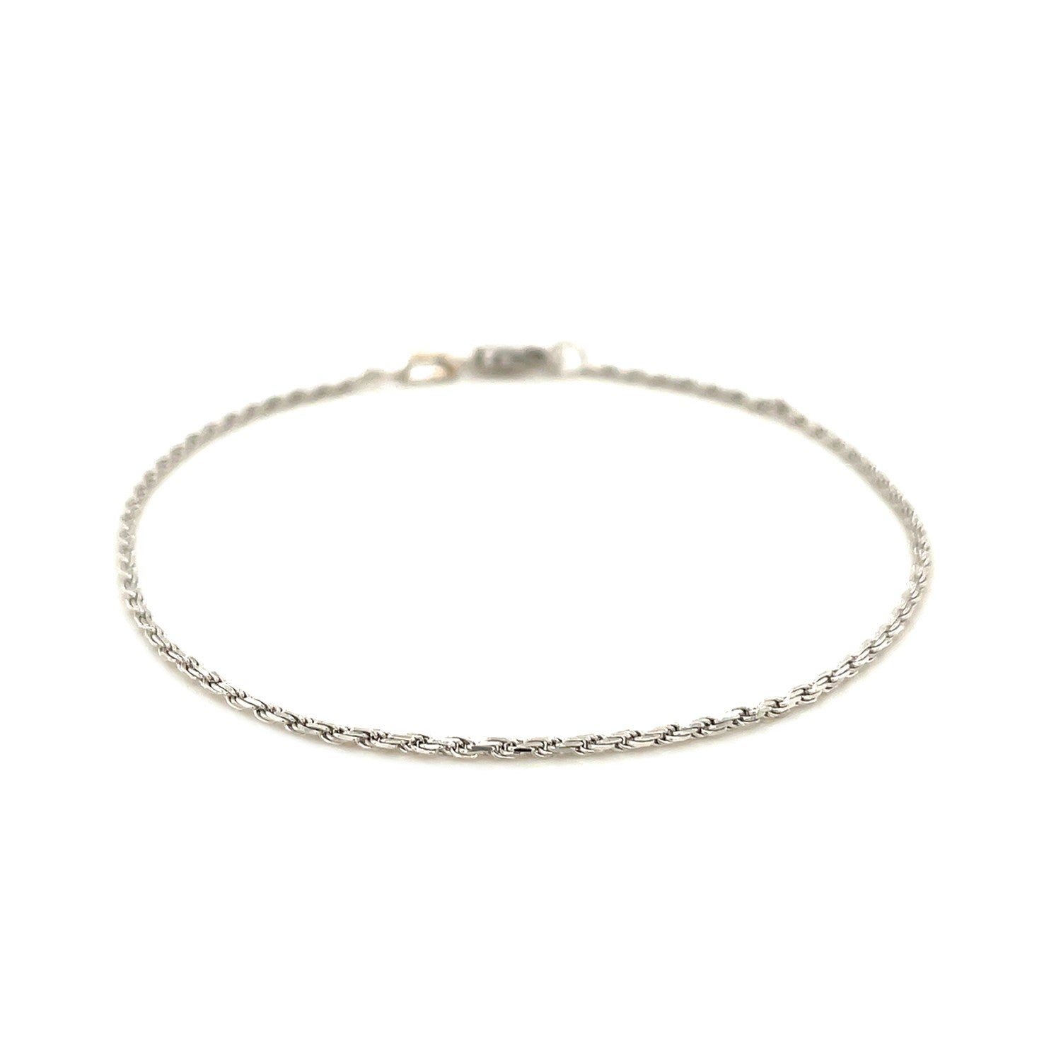 2.0mm 14k White Gold Solid Diamond Cut Rope Bracelet-2