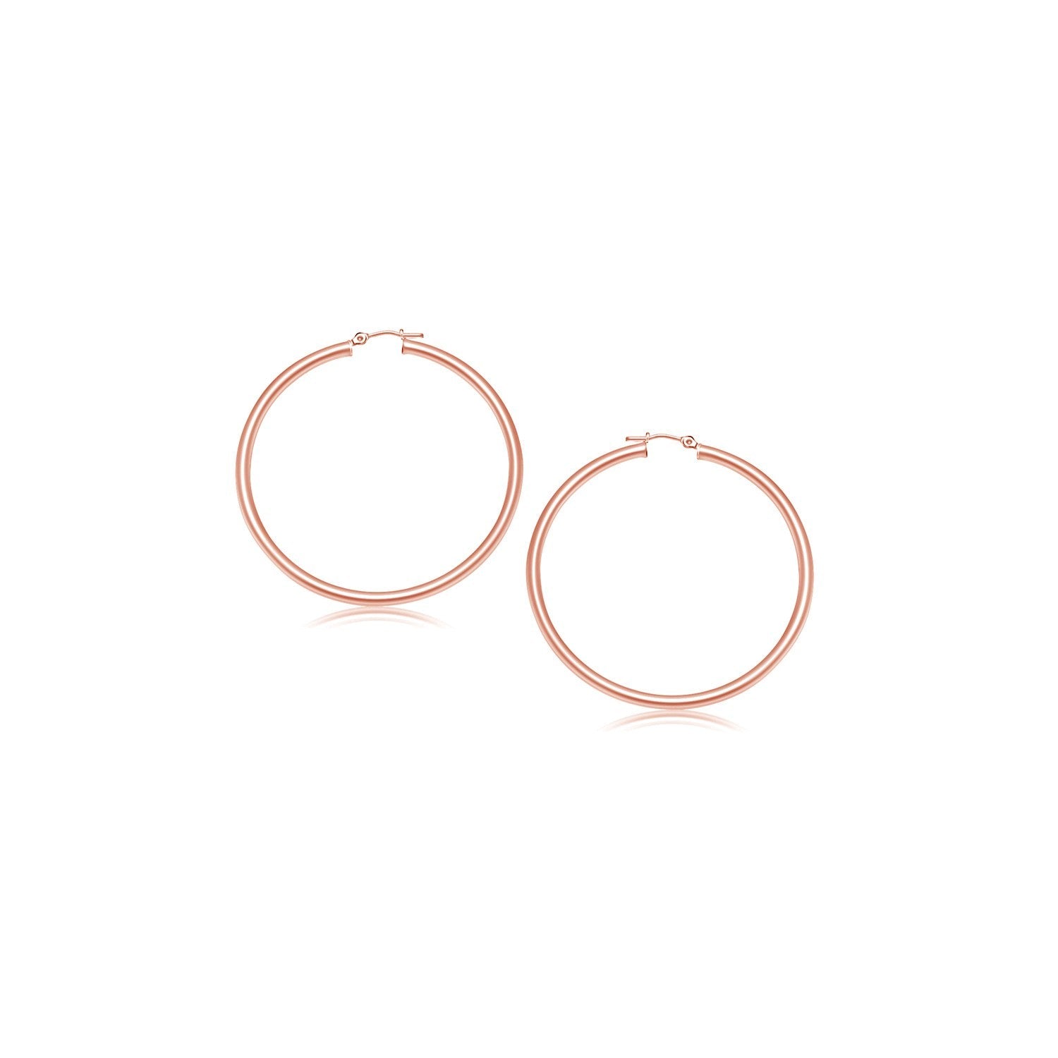 14k Rose Gold Polished Hoop Earrings (15 mm)-0