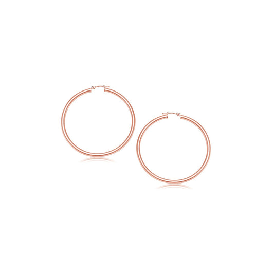 14k Rose Gold Polished Hoop Earrings (15 mm)-0