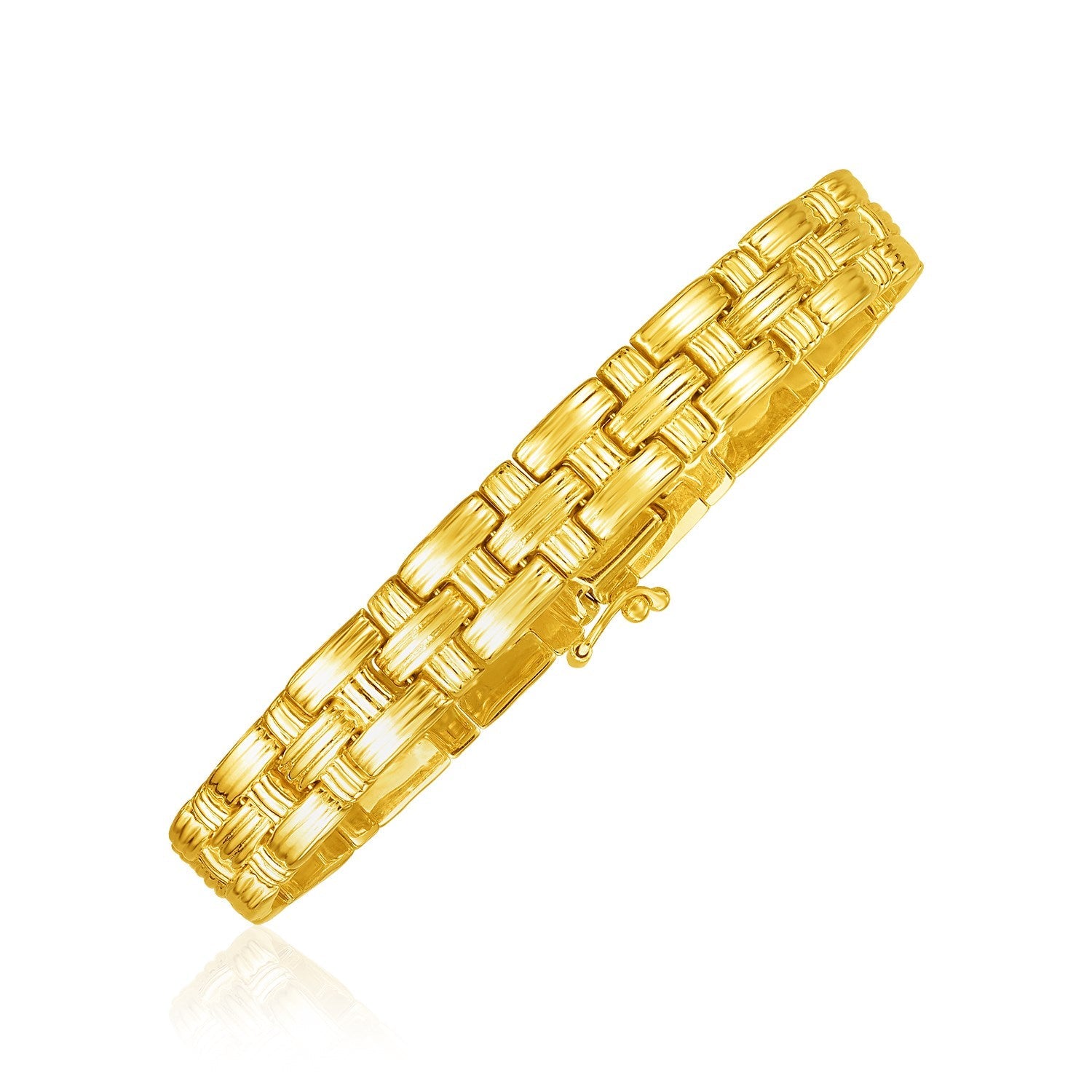 14k Yellow Gold Basket Weave Bracelet-0