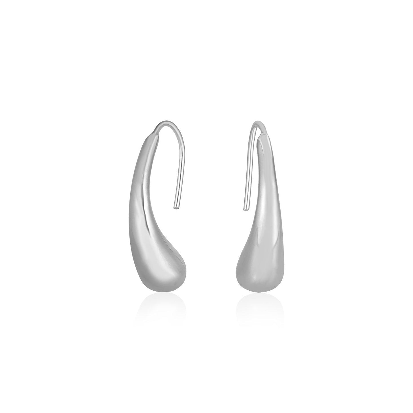 14k White Gold Puffed Teardrop Earrings-0