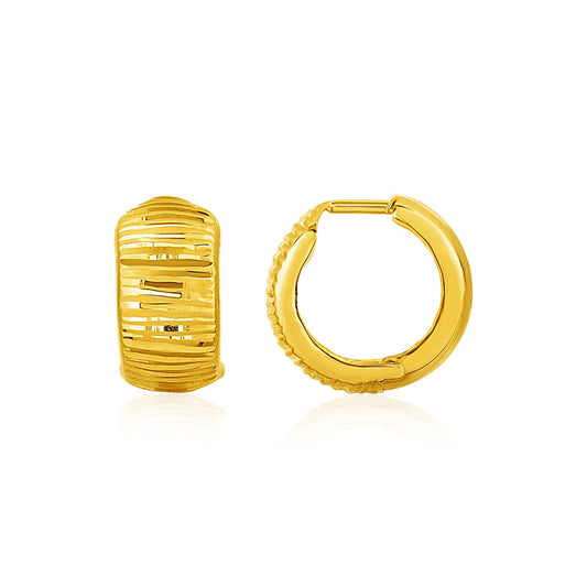 Reversible Textured and Smooth Snuggable Earrings in 10k Yellow Gold-0