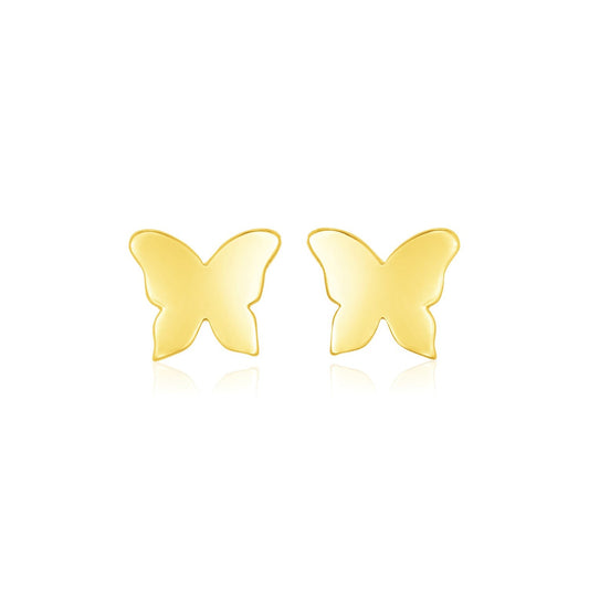 14k Yellow Gold Polished Butterfly Earrings-0