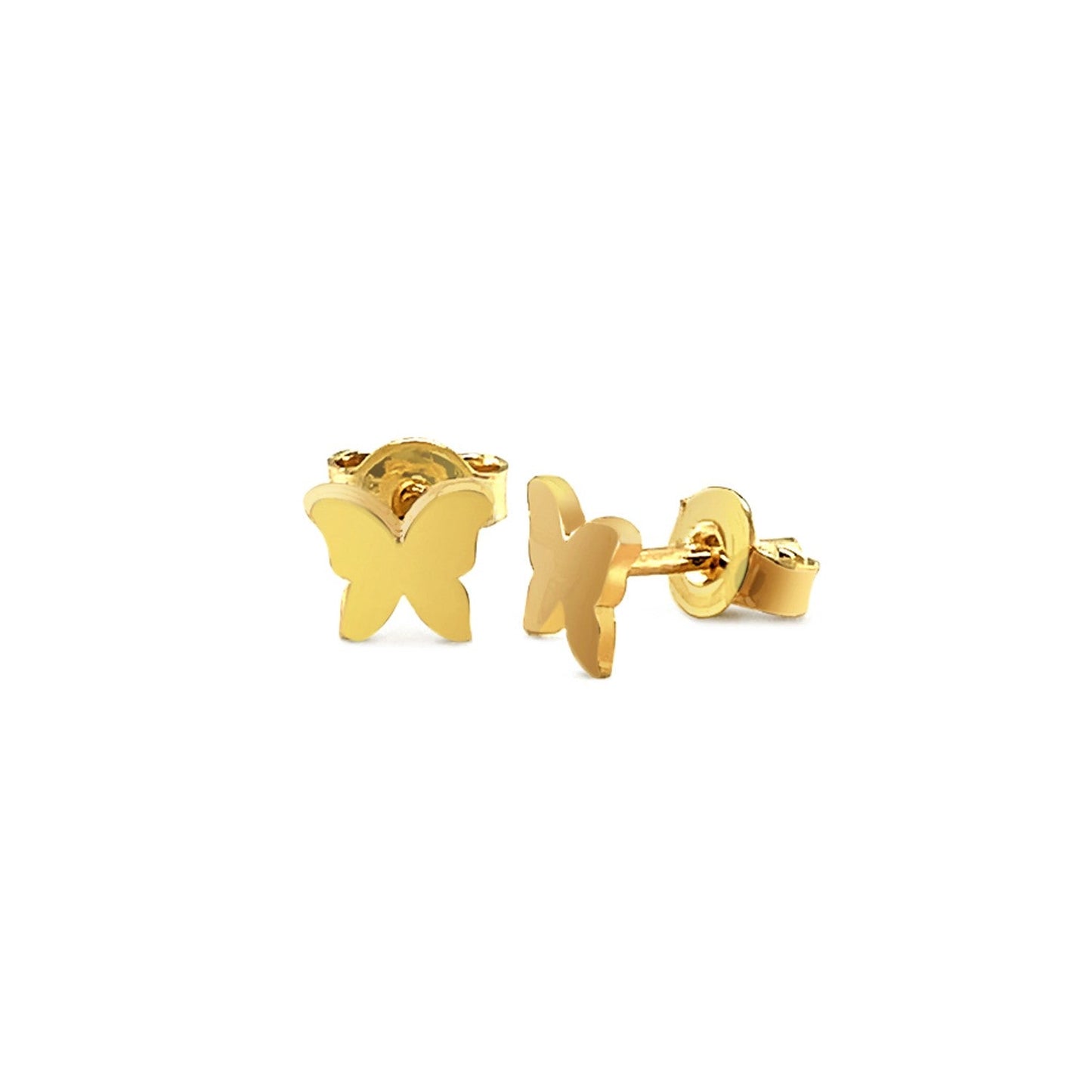 14k Yellow Gold Polished Butterfly Earrings-1