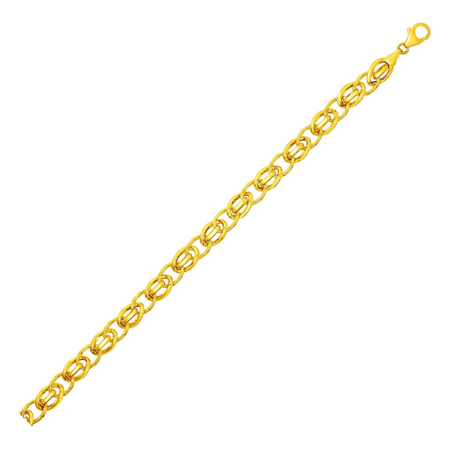 Bracelet with Oval and Twisted Interlocking Links in 14k Yellow Gold-0