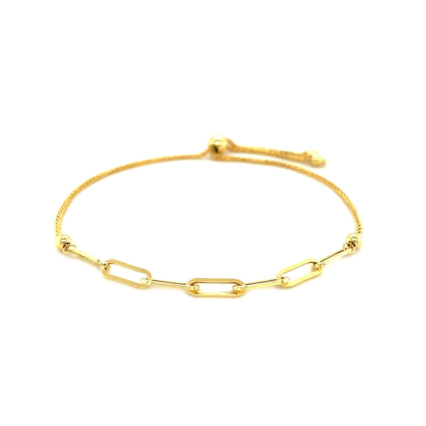 14K Yellow Gold Adjustable Bracelet with Paperclip Chain-1