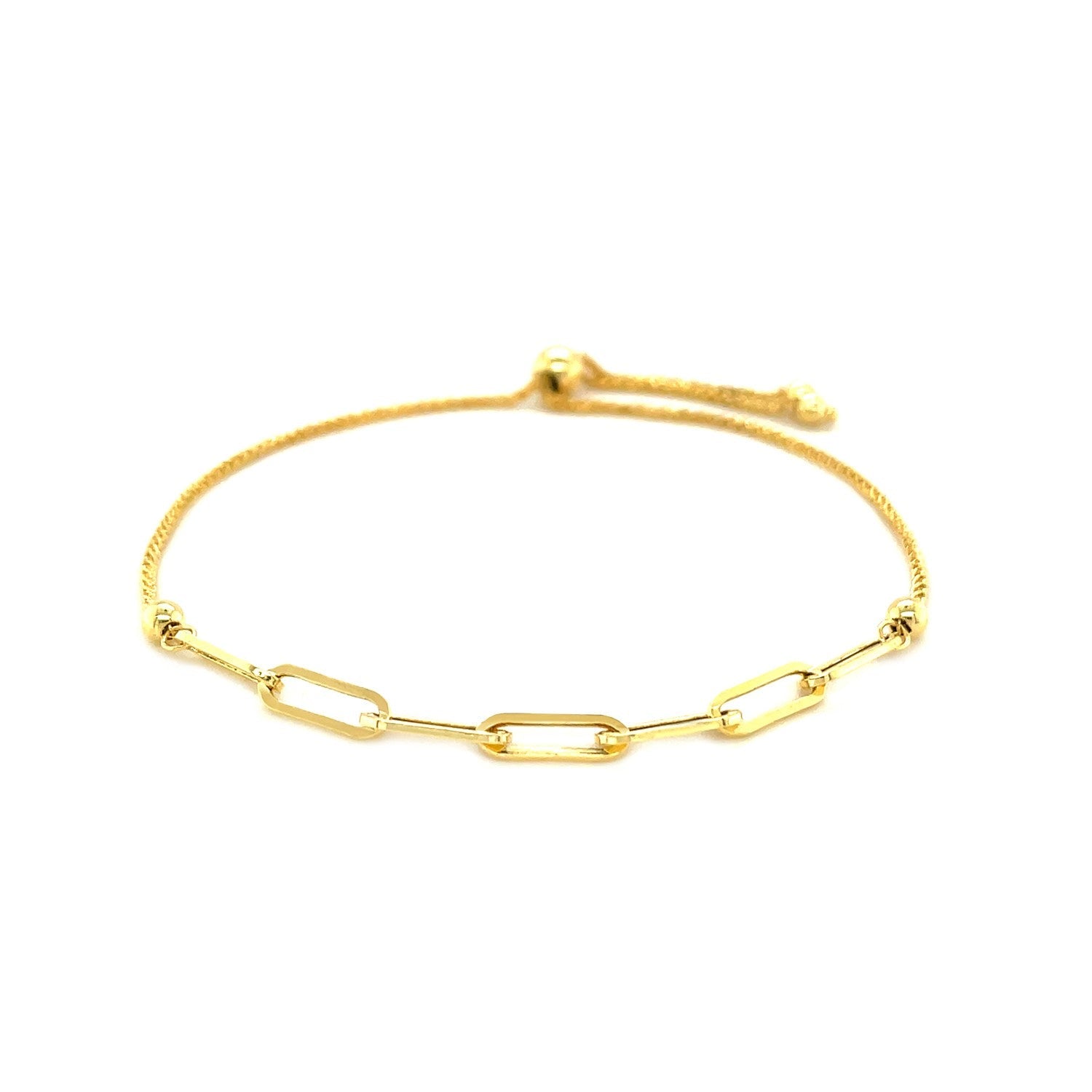 14K Yellow Gold Adjustable Bracelet with Paperclip Chain-1
