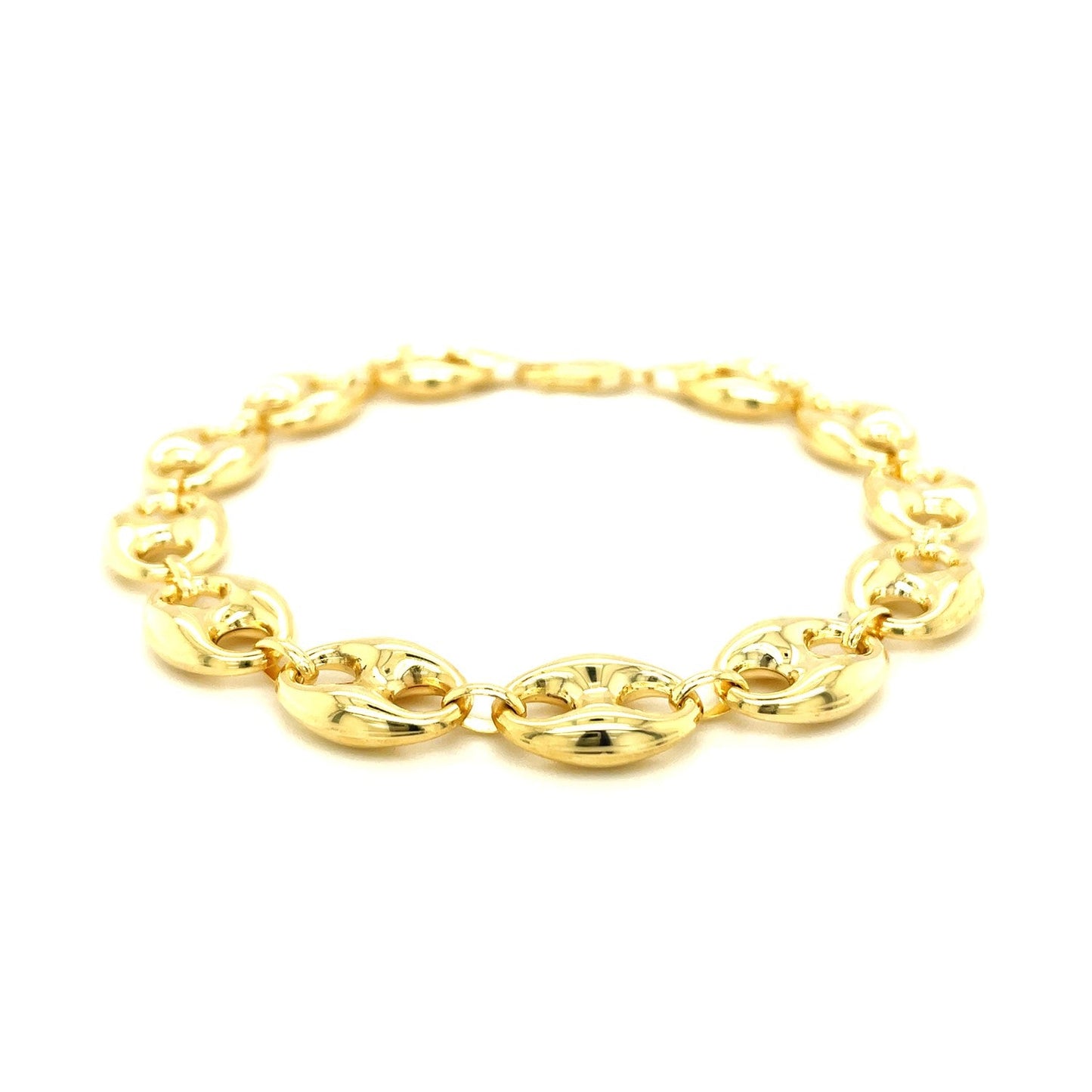 11.0mm 14k Yellow Gold Puffed Mariner Link Bracelet-1