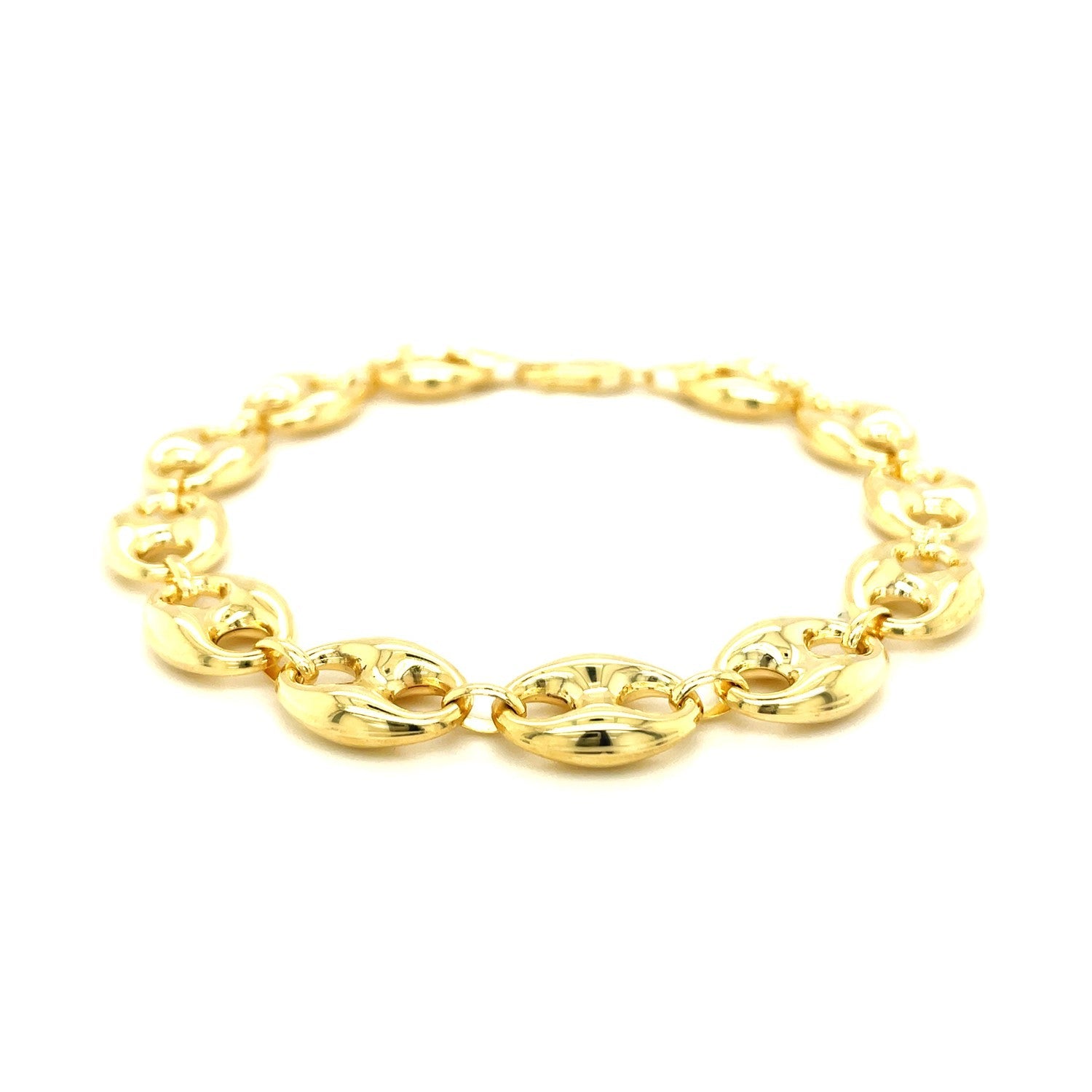 11.0mm 14k Yellow Gold Puffed Mariner Link Bracelet-1