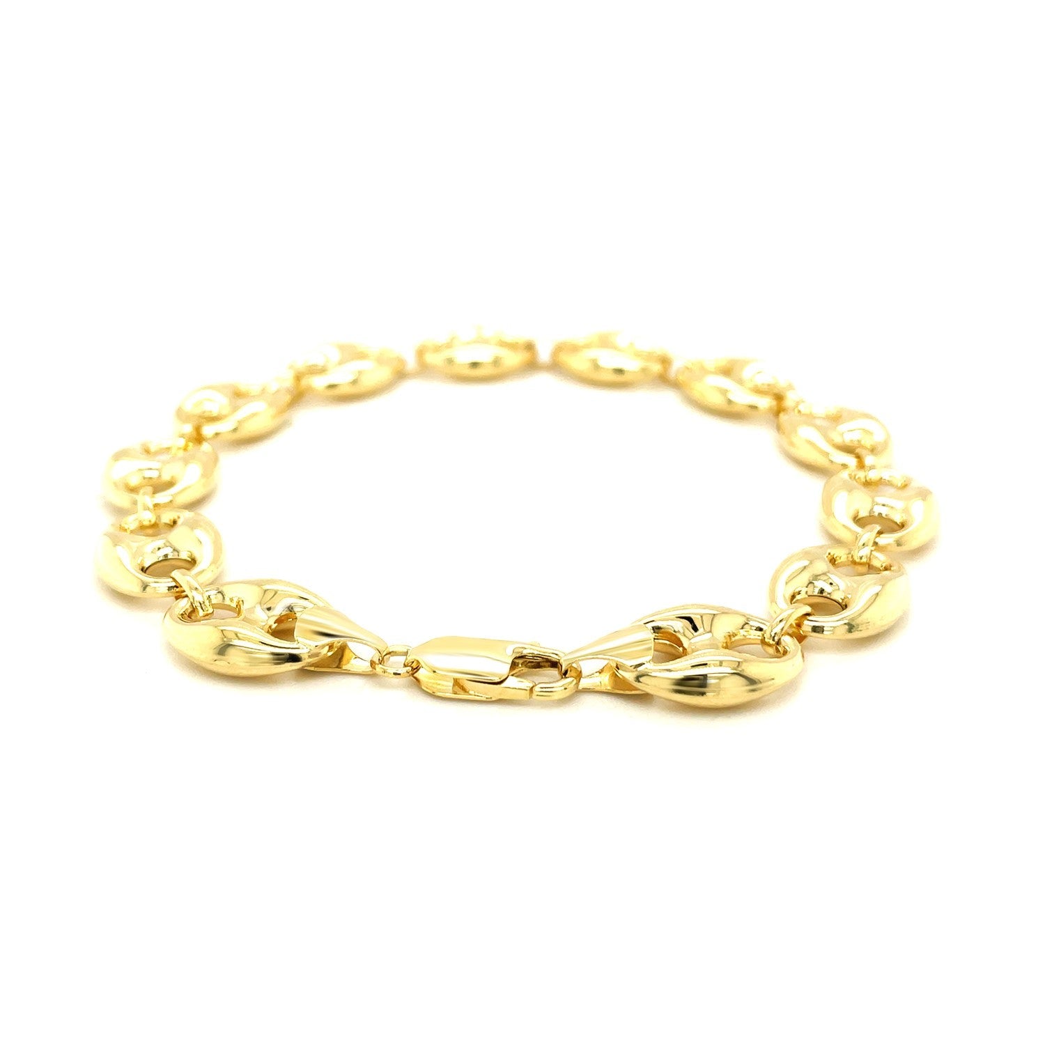 11.0mm 14k Yellow Gold Puffed Mariner Link Bracelet-2