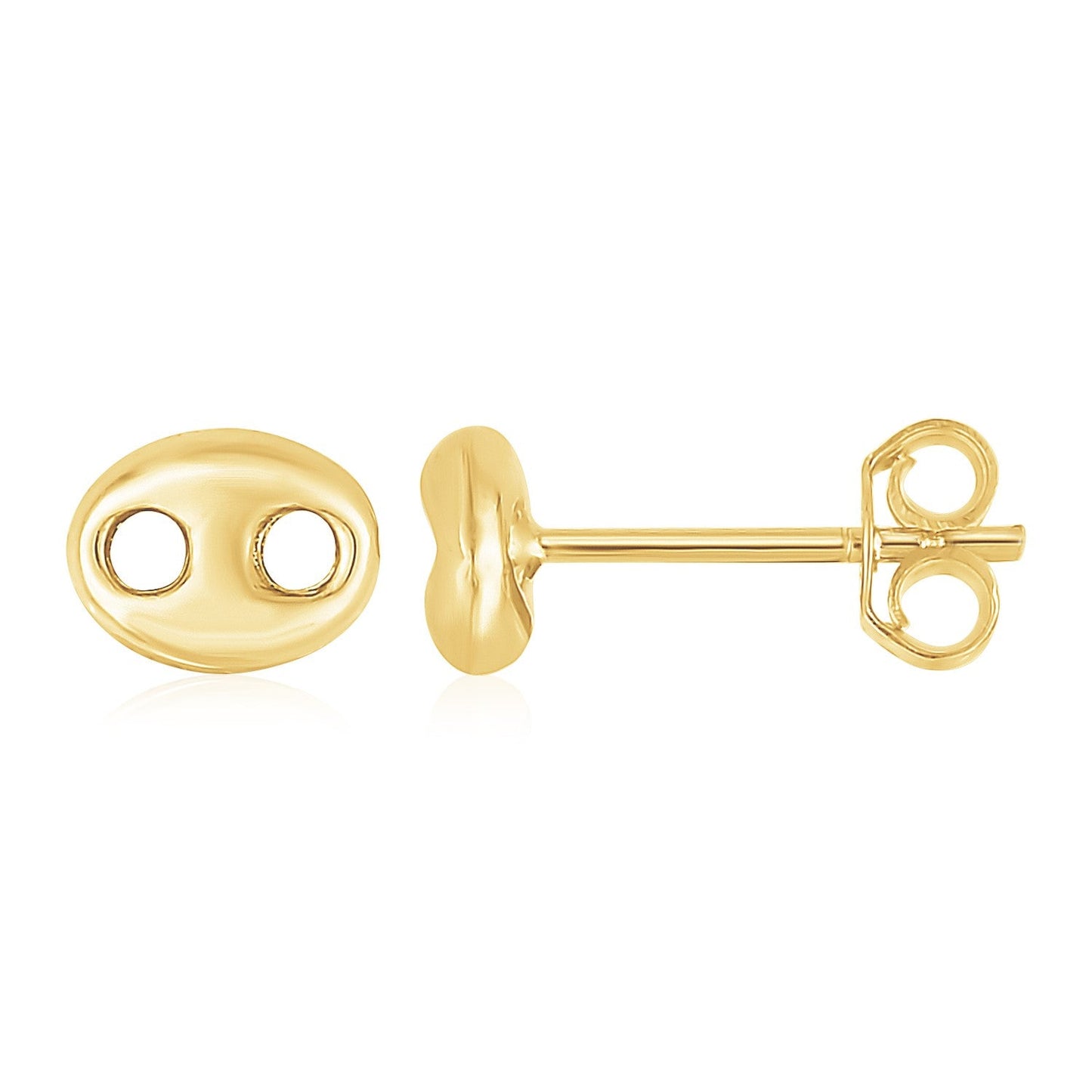 14K Yellow Gold Mariner Link Button Earrings-0