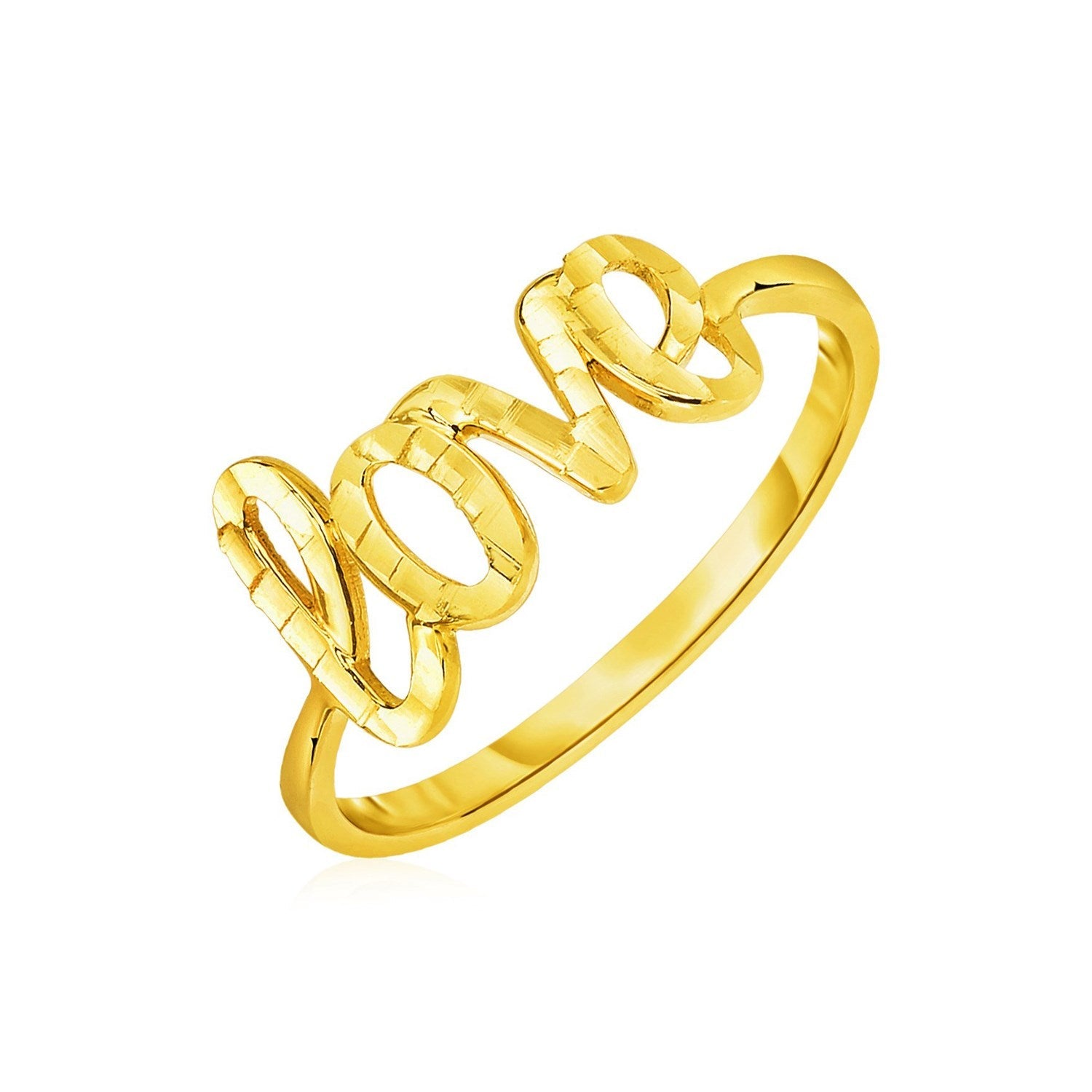 14k Yellow Gold Ring with Love-0