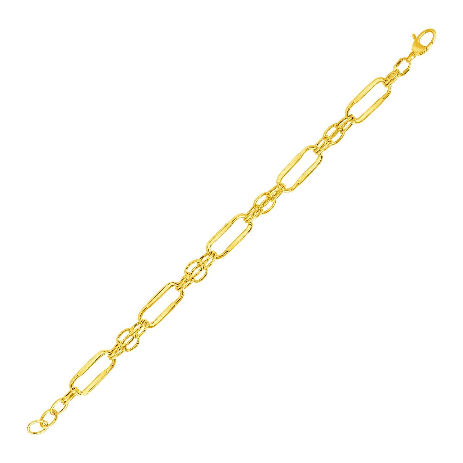 14k Yellow Gold Bracelet with Polished Rectangular Oval Links-0