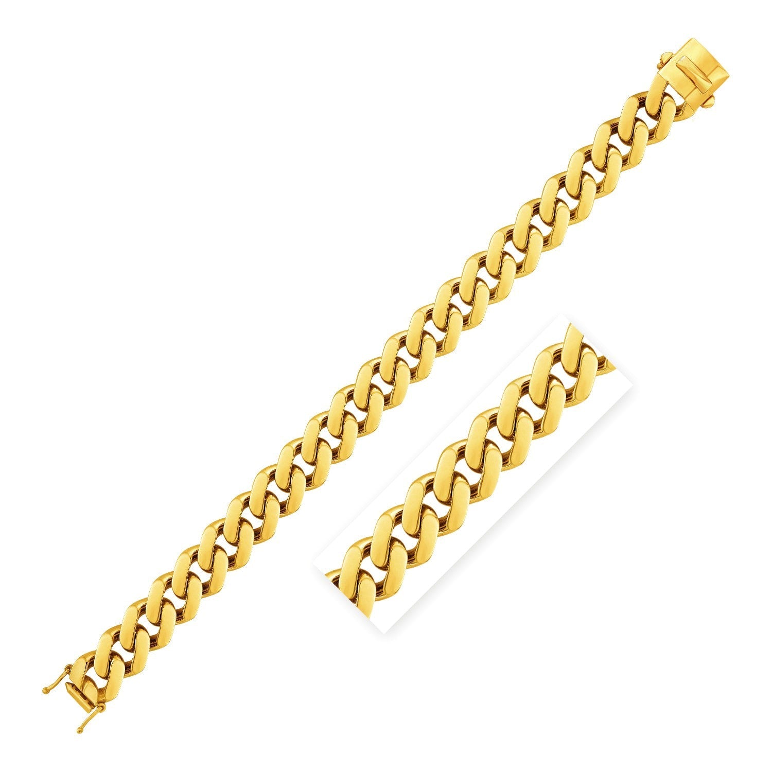 14k Yellow Gold 8 1/2 inch Wide Polished Curb Chain Bracelet-0