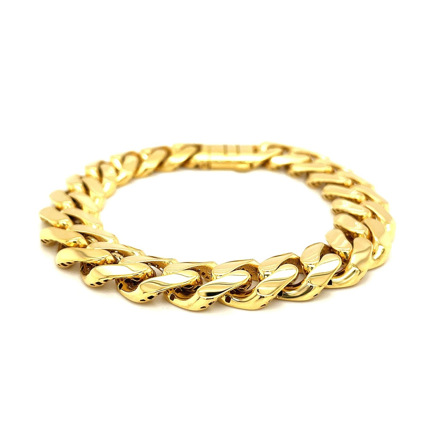 14k Yellow Gold 8 1/2 inch Wide Polished Curb Chain Bracelet-1