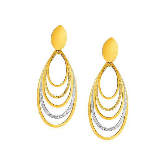 14k Two Tone Gold Two Toned Post Earrings with Graduated Ovals-0