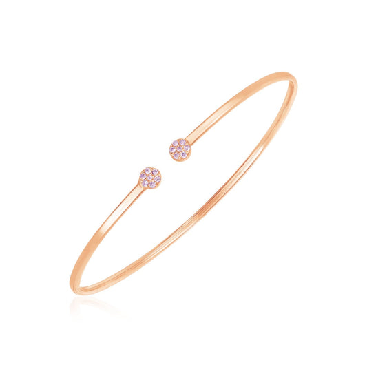 14k Rose Gold High Polish Diamond Cluster Bangle (2mm)-0