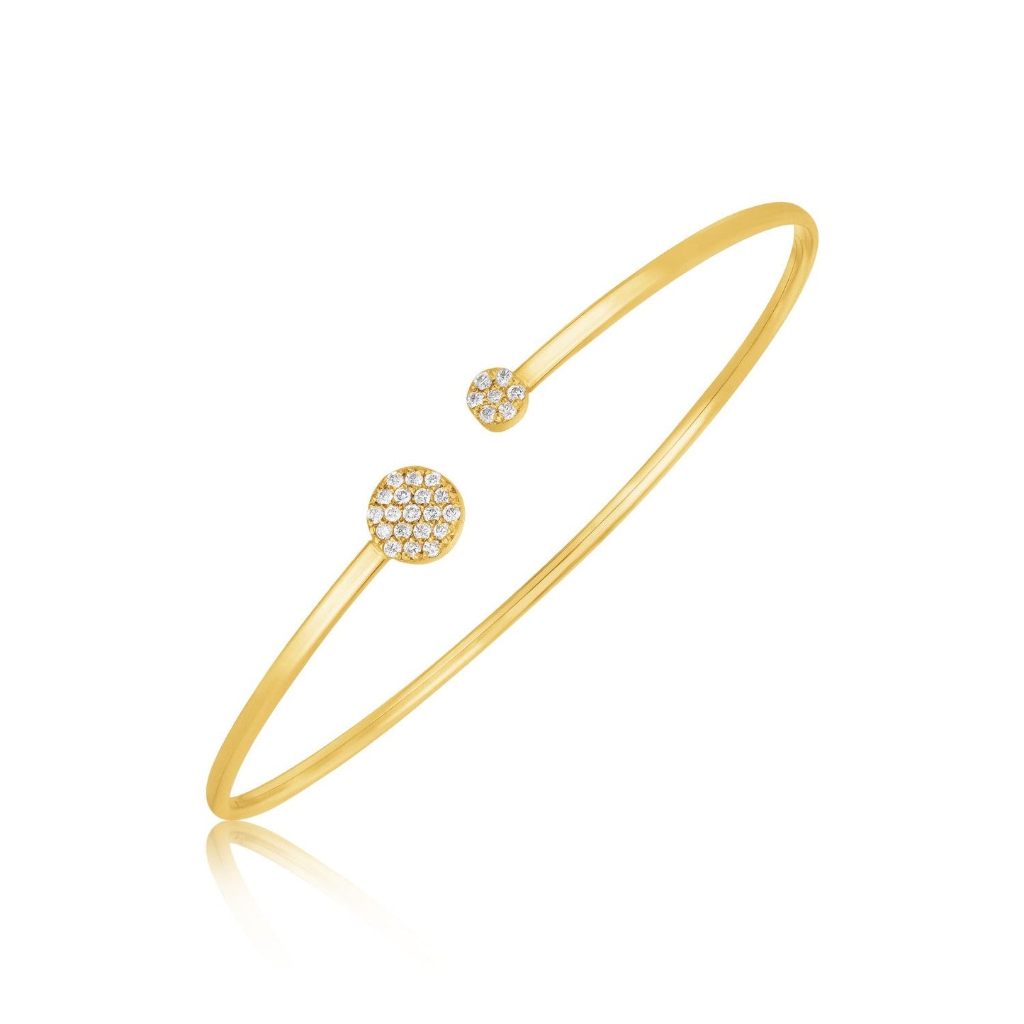14k Yellow Gold High Polish Diamond Cluster Bangle (2mm)-0