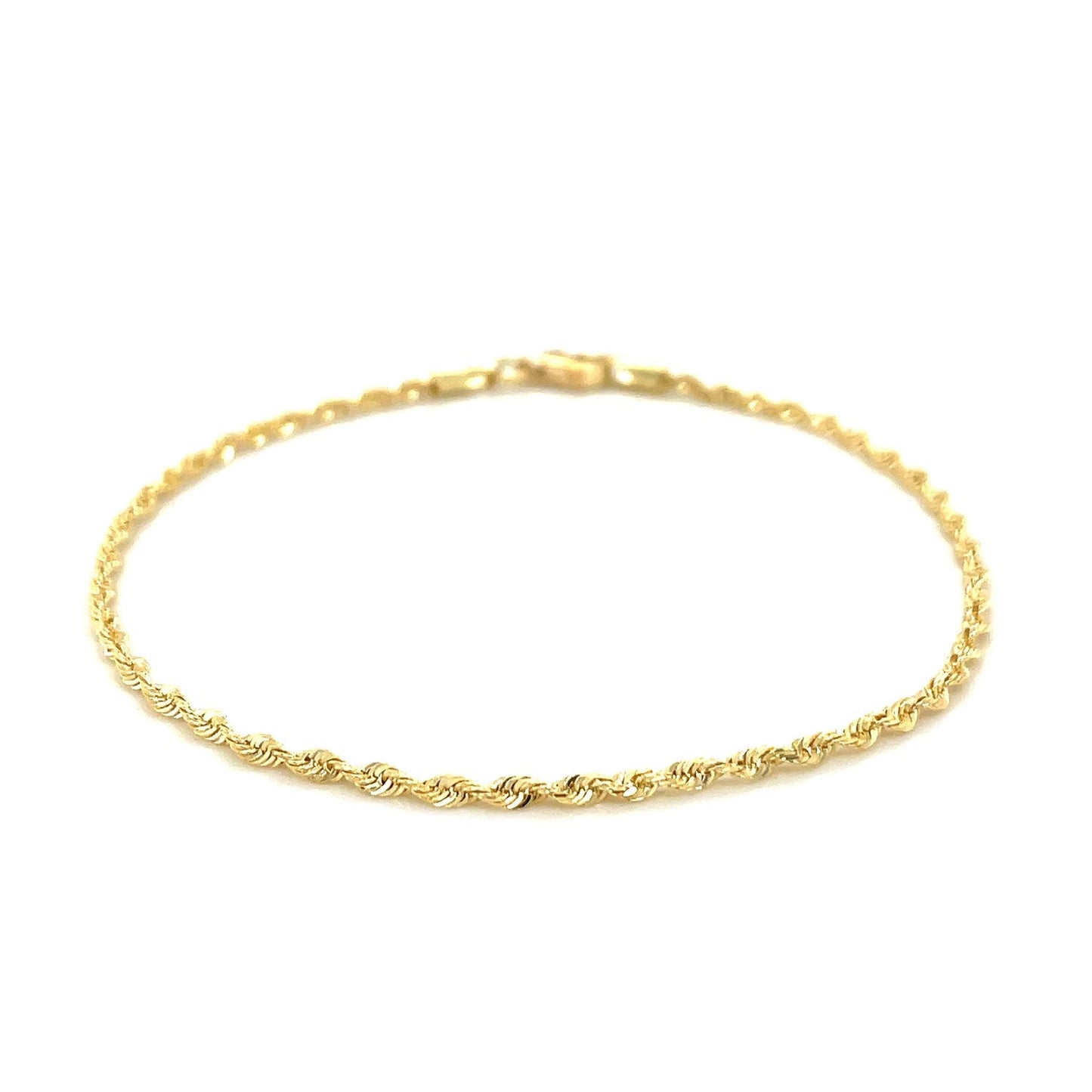 2.0mm 10k Yellow Gold Solid Diamond Cut Rope Bracelet-1