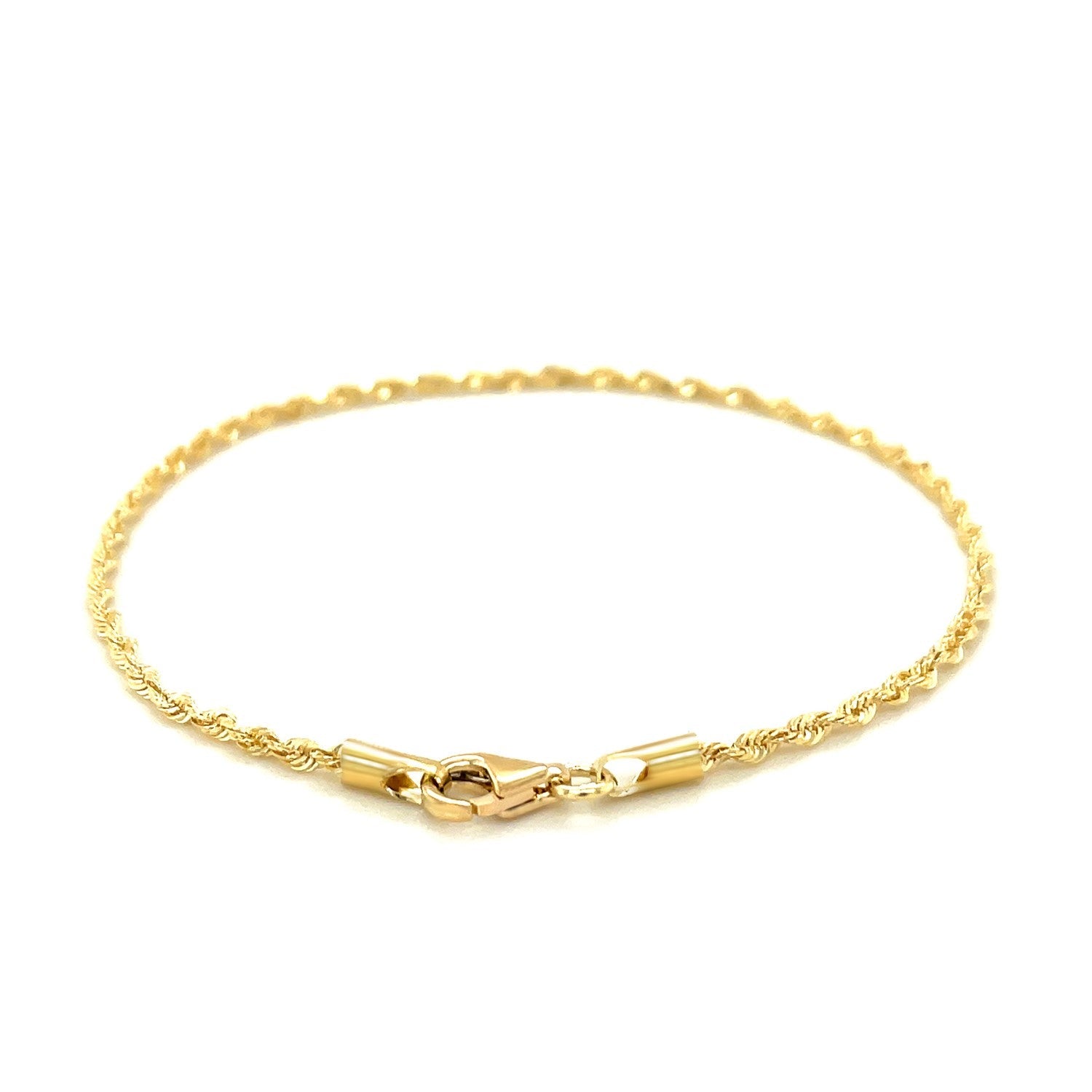 2.0mm 10k Yellow Gold Solid Diamond Cut Rope Bracelet-2