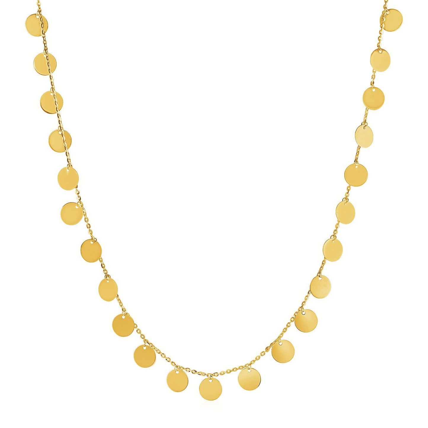 Choker Necklace with Polished Discs in 14k Yellow Gold-0