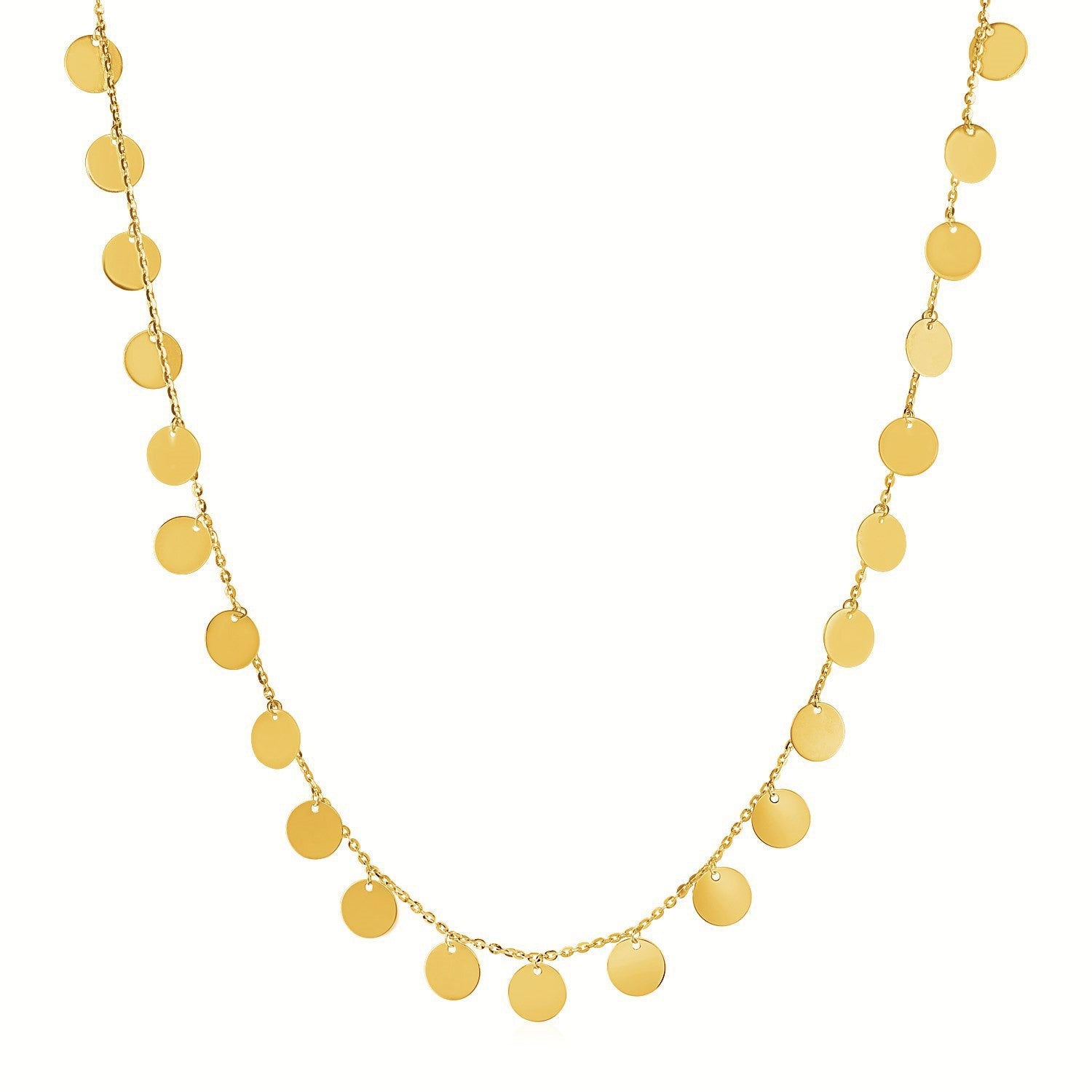 Choker Necklace with Polished Discs in 14k Yellow Gold-0