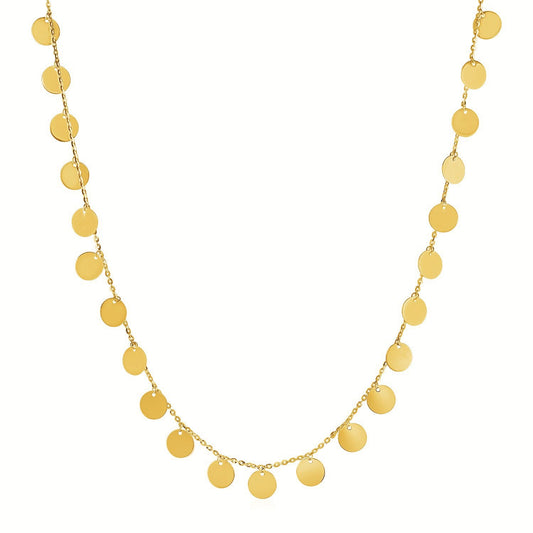 Choker Necklace with Polished Discs in 14k Yellow Gold-0