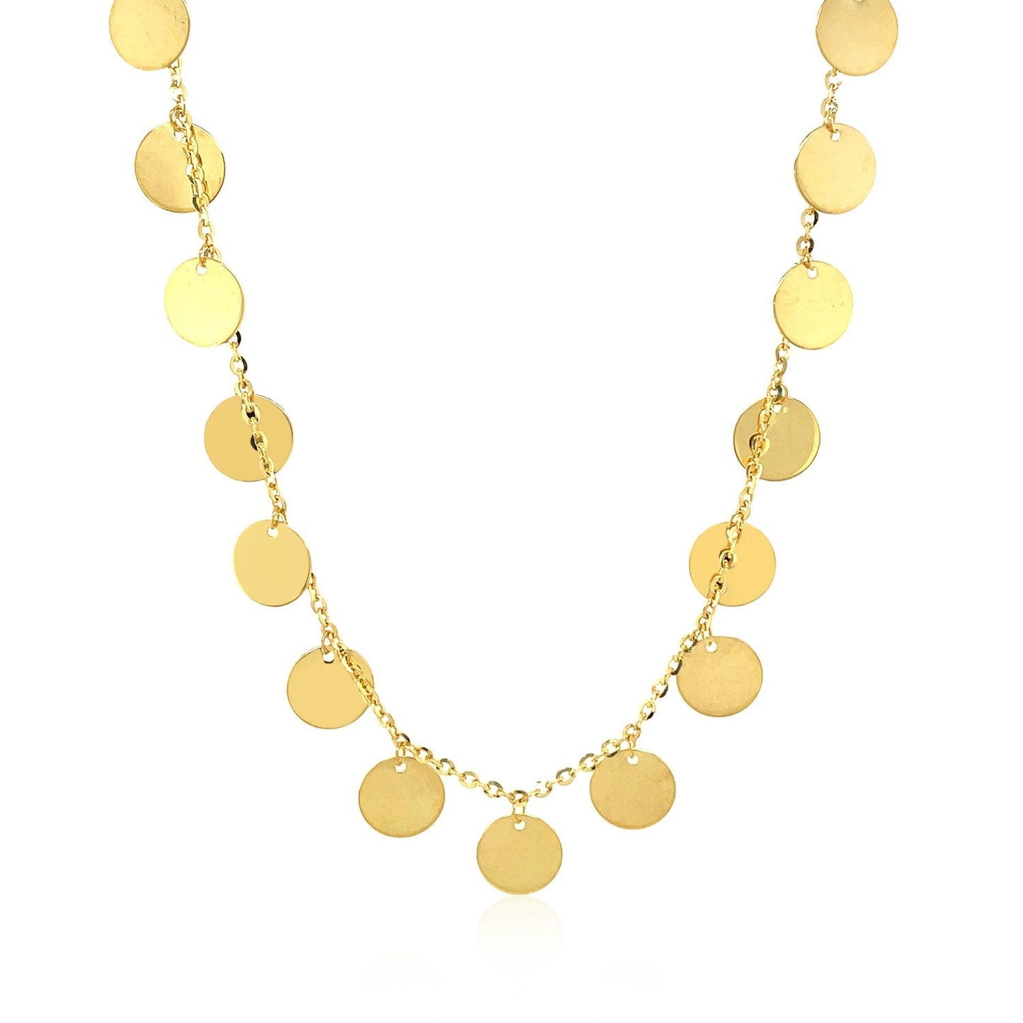 Choker Necklace with Polished Discs in 14k Yellow Gold-1