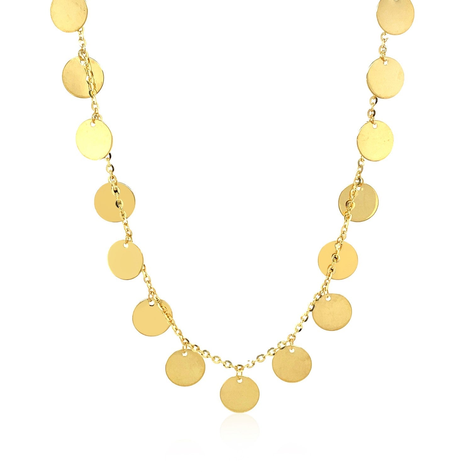 Choker Necklace with Polished Discs in 14k Yellow Gold-1