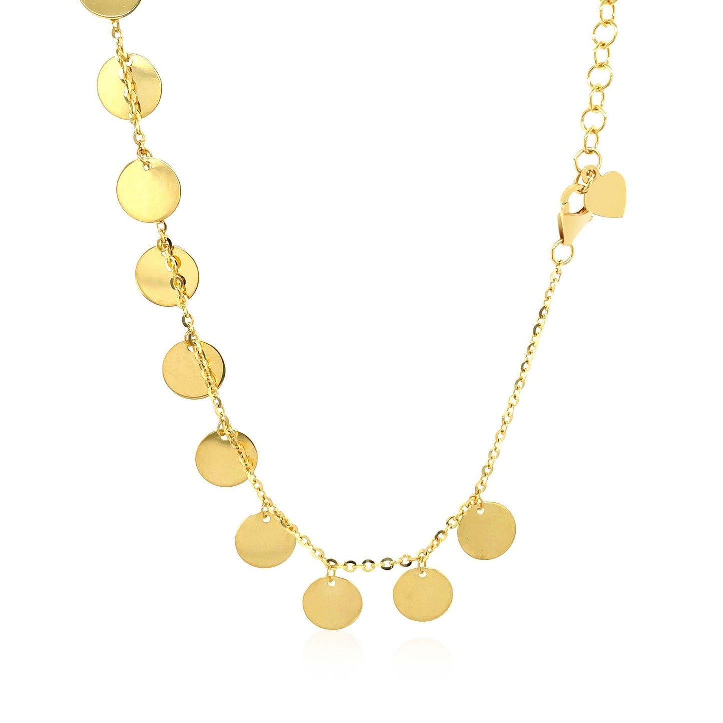 Choker Necklace with Polished Discs in 14k Yellow Gold-2
