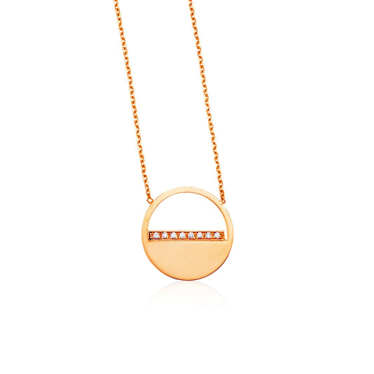 14k Rose Gold Circle Necklace with Diamonds-0