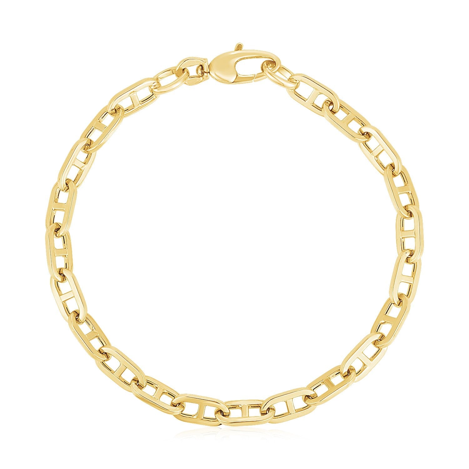 14k Yellow Gold High Polish Mariner Link Bracelet (5.1mm)-1
