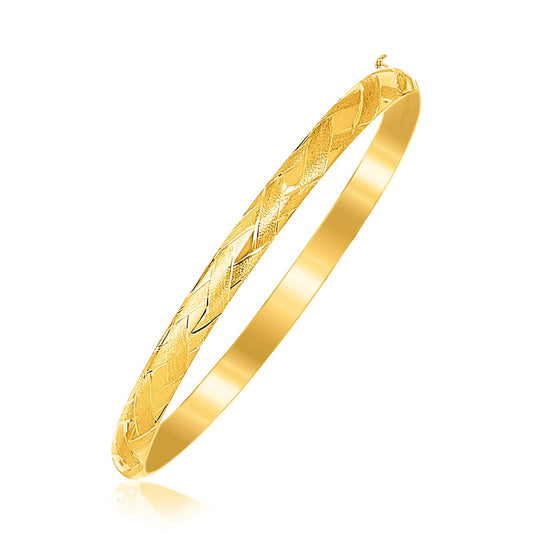 14k Yellow Gold Children's Bangle with Diamond Cuts-0
