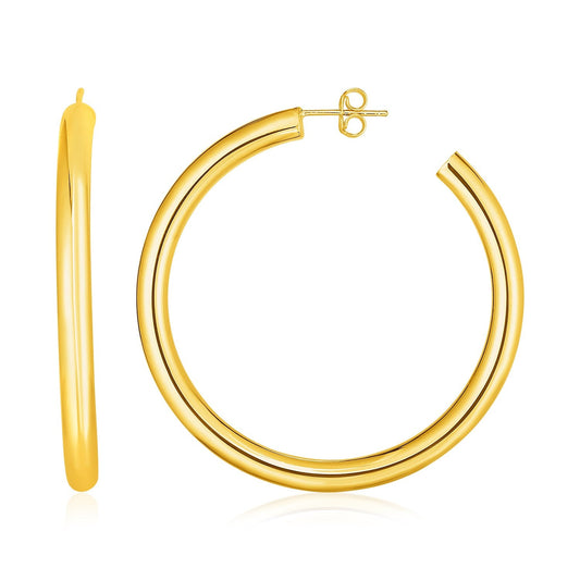 14k Yellow Gold Polished Hoop Earrings-0