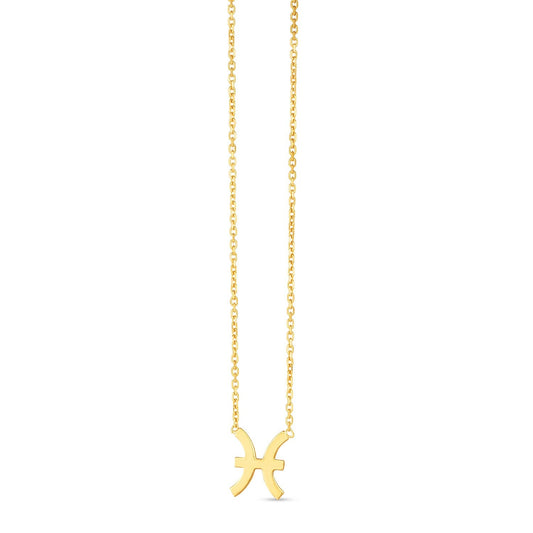 14K Yellow Gold Pisces Necklace-0