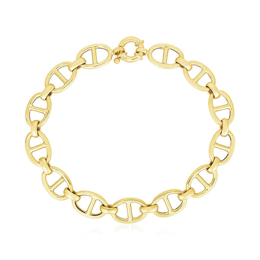 14k Yellow Gold High Polish Mariner Link Bracelet (8.8mm)-0
