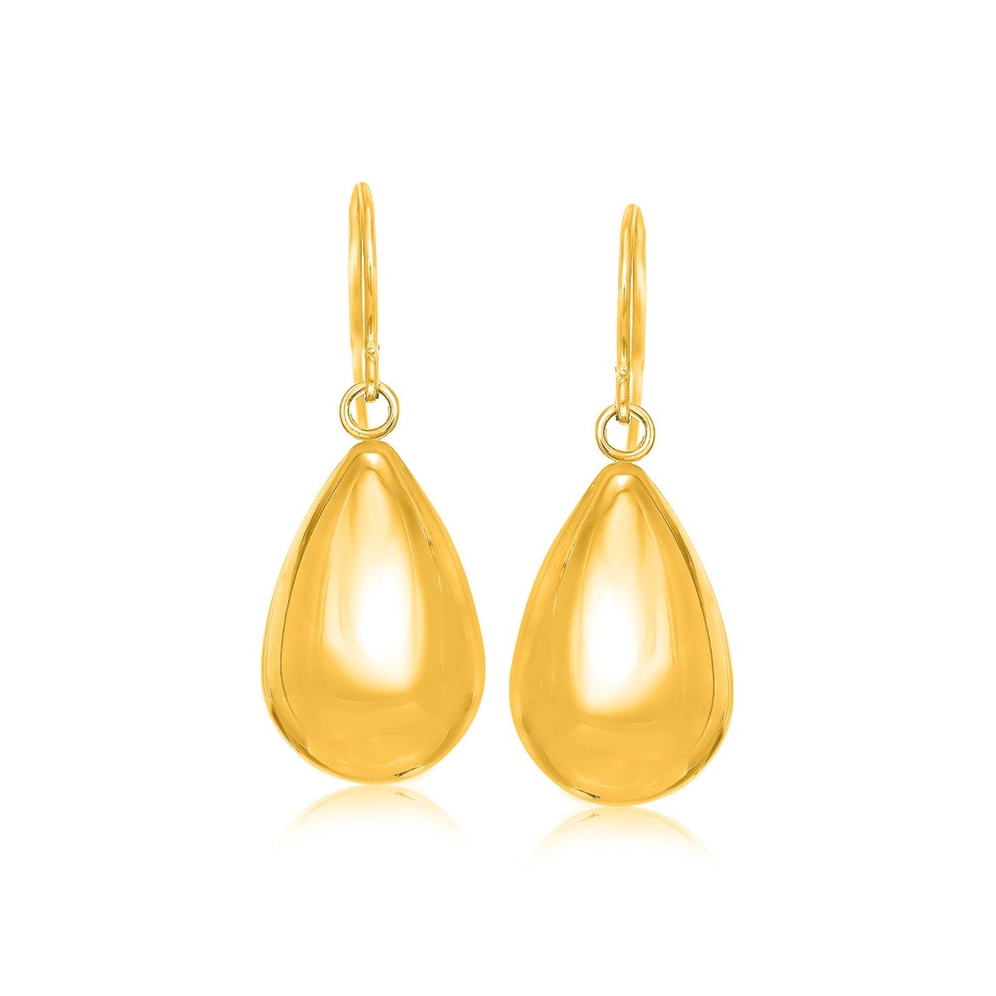 14k Yellow Gold Polished Teardrop Motif Drop Earrings-0