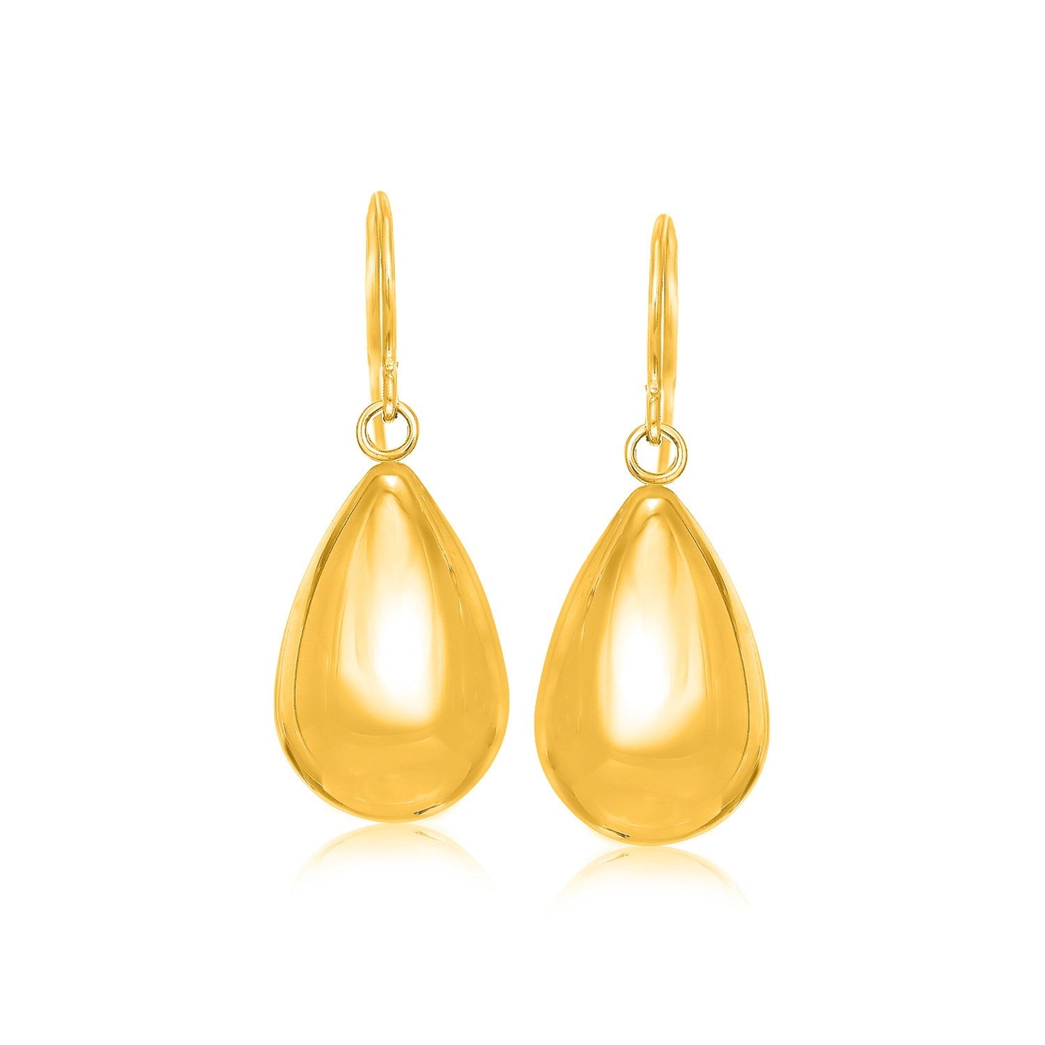 14k Yellow Gold Polished Teardrop Motif Drop Earrings-0