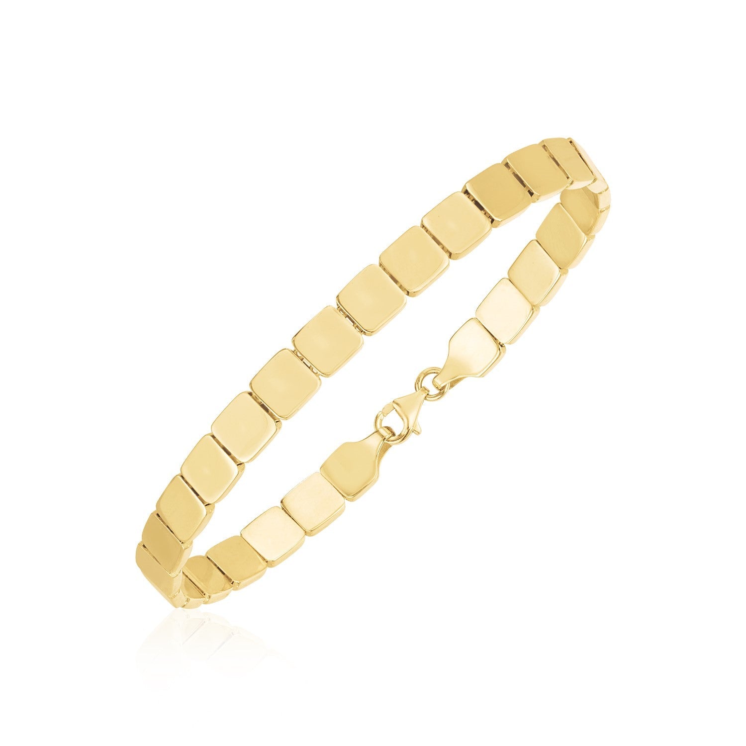 14k Yellow Gold High Polish Square Link Bracelet-1