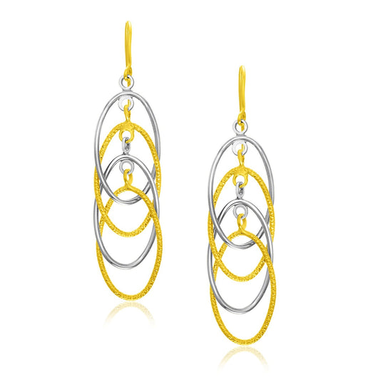 14k Two-Tone Gold Multiple Layer Interlaced Earrings-0
