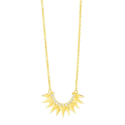 14k Yellow Gold Sunburst Necklace with Diamonds-0