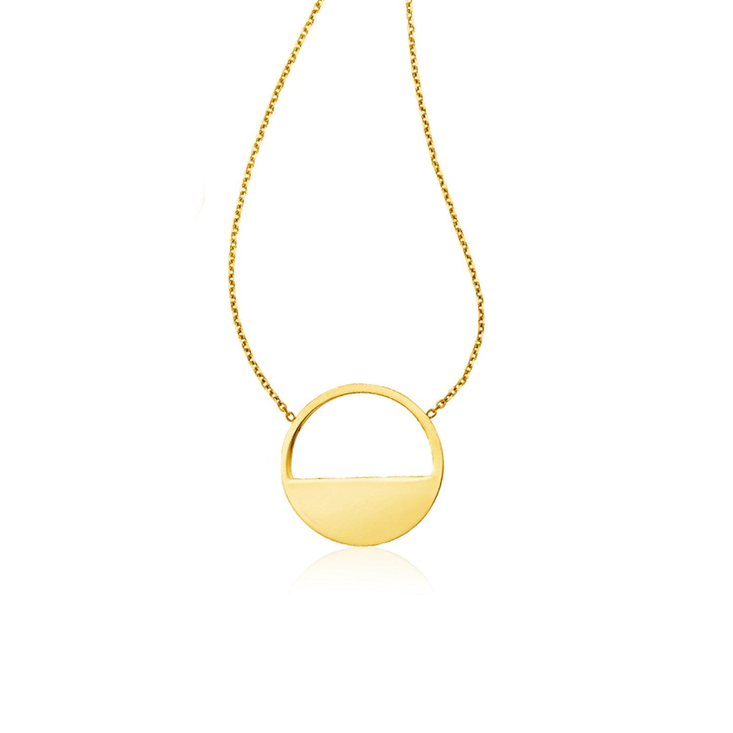 14k Yellow Gold Half Open Circle Necklace-0