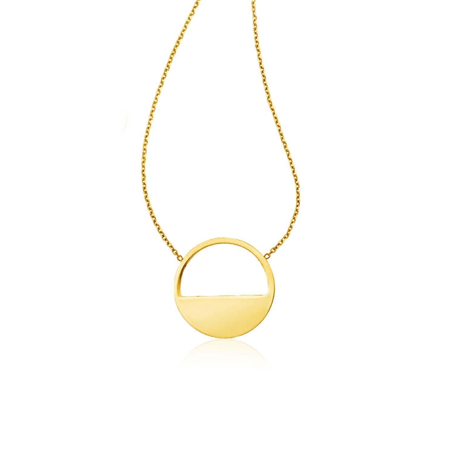 14k Yellow Gold Half Open Circle Necklace-0