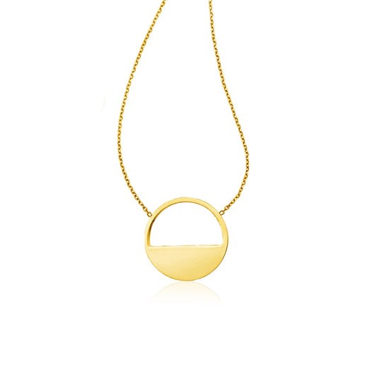 14k Yellow Gold Half Open Circle Necklace-0