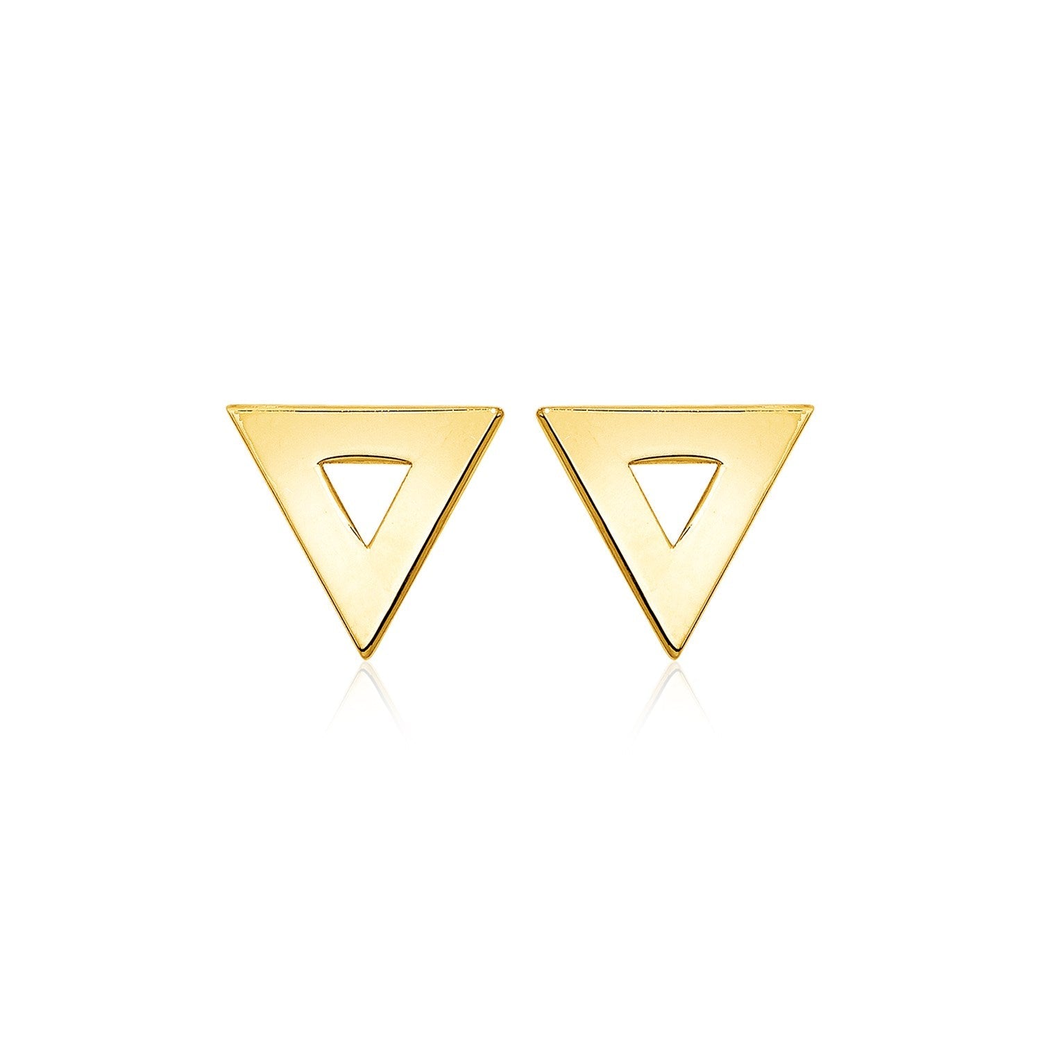 14k Yellow Gold Polished Open Triangle Post Earrings-0