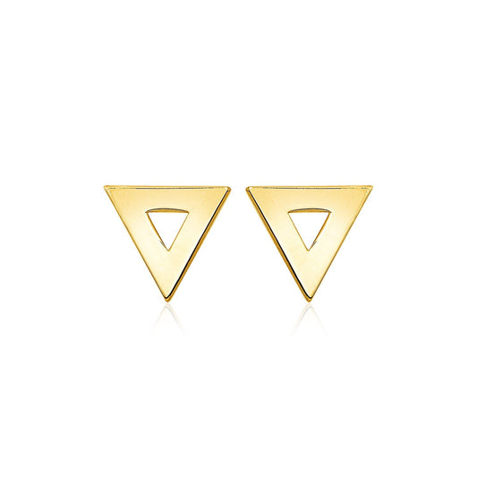 14k Yellow Gold Polished Open Triangle Post Earrings-0