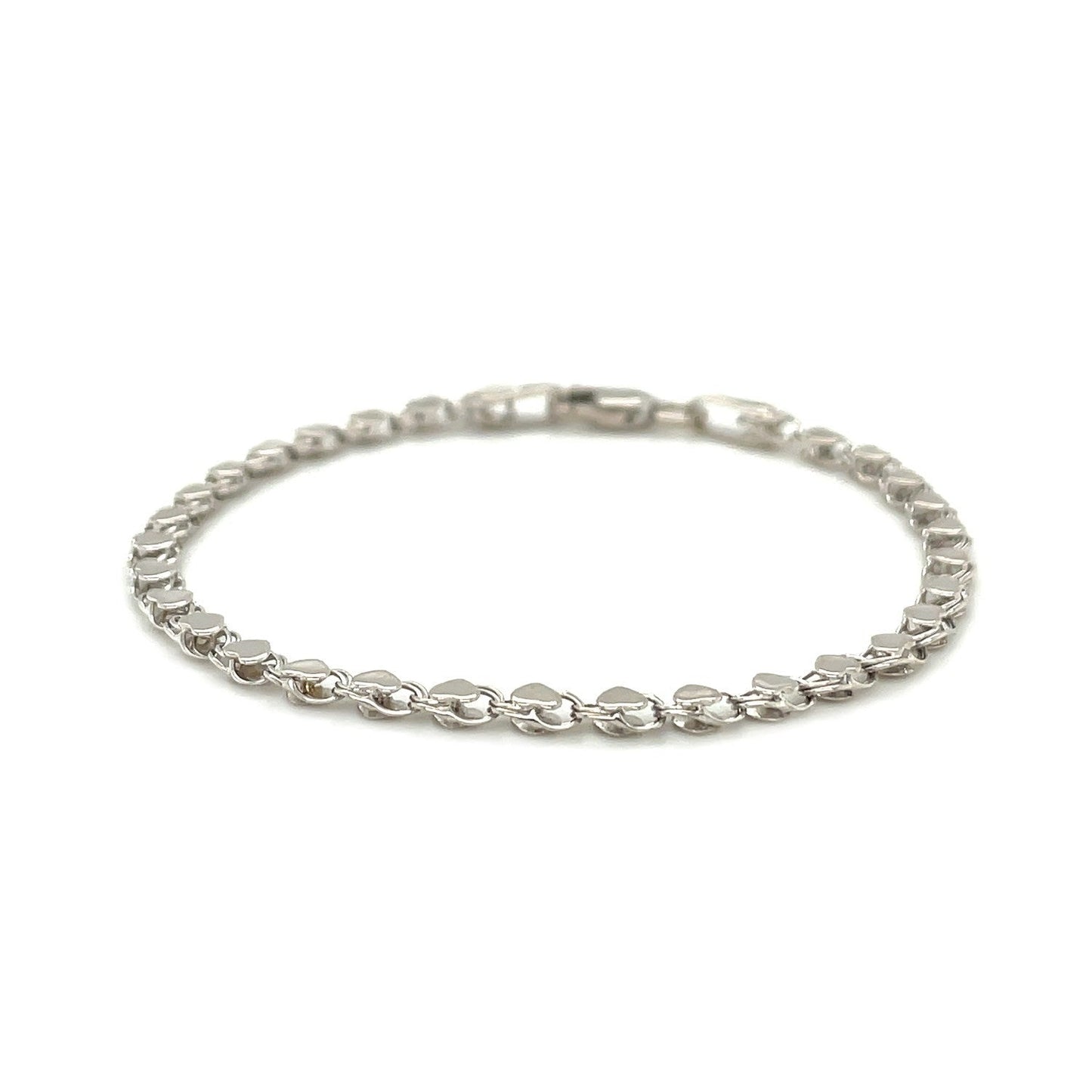 2.9mm 14k White Gold Heart Anklet-1