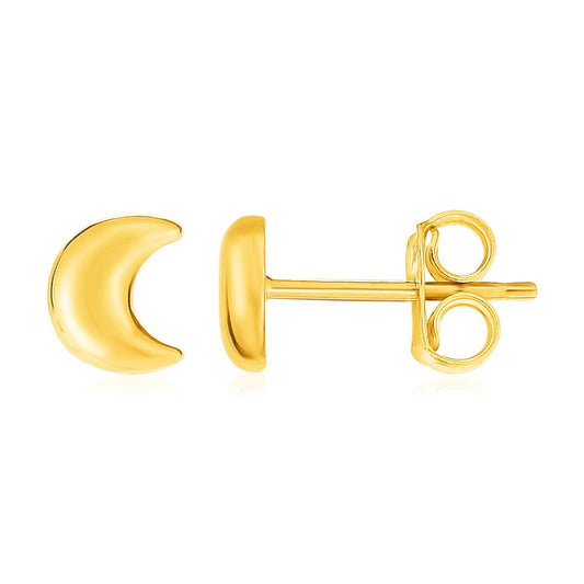14k Yellow Gold Post Earrings with Moons-0