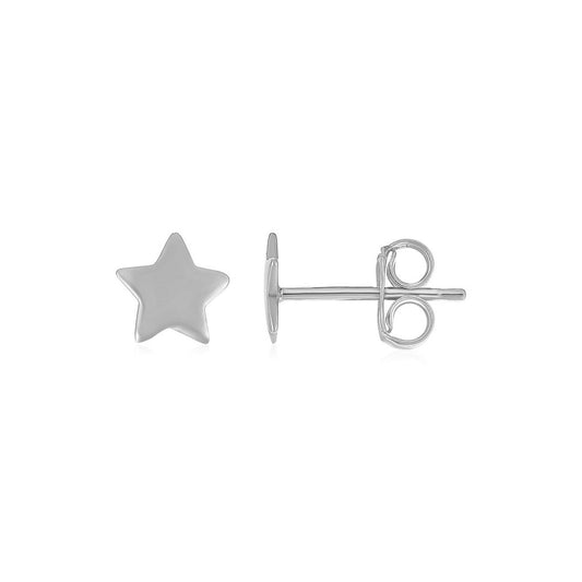 14k White Gold Post Earrings with Stars-0