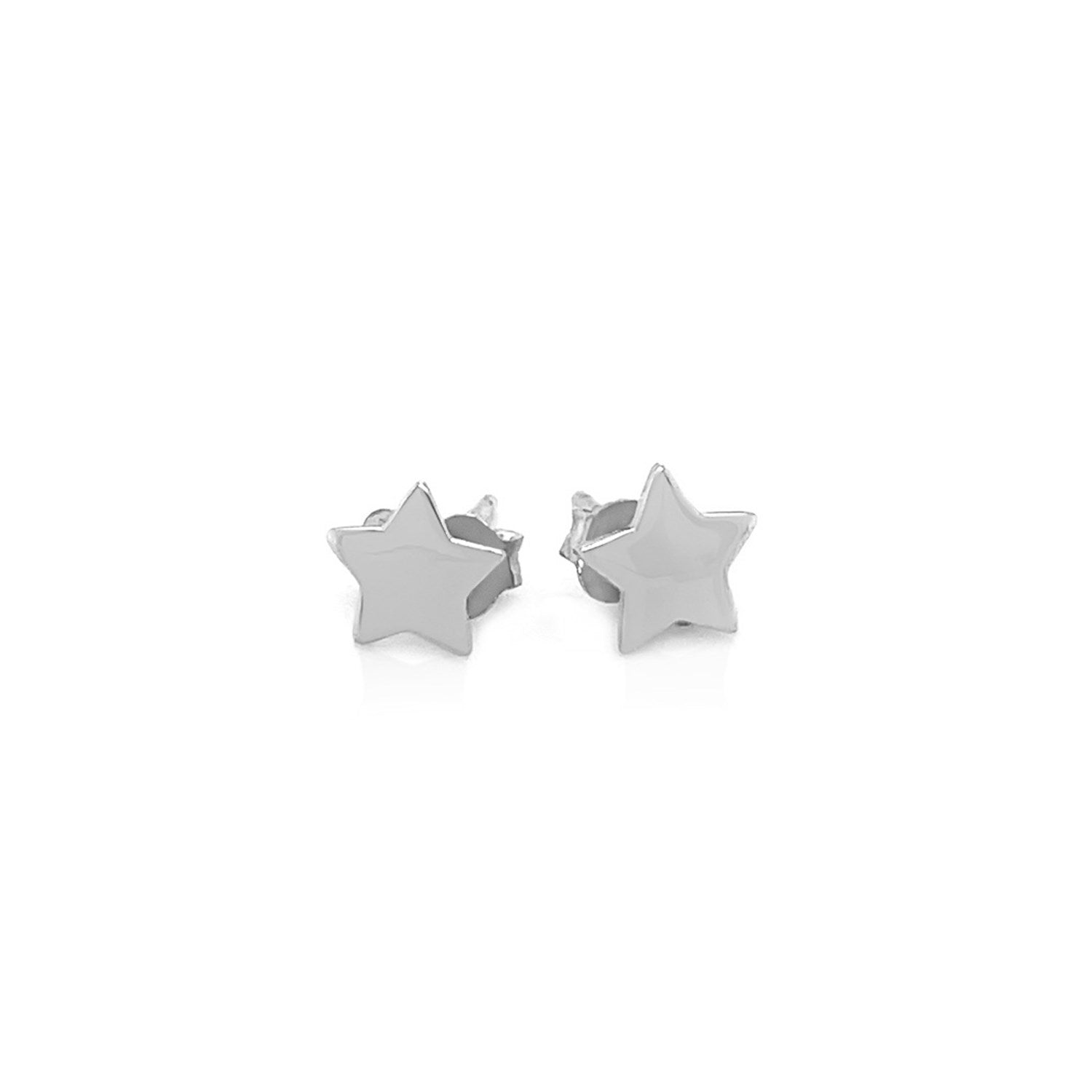 14k White Gold Post Earrings with Stars-1